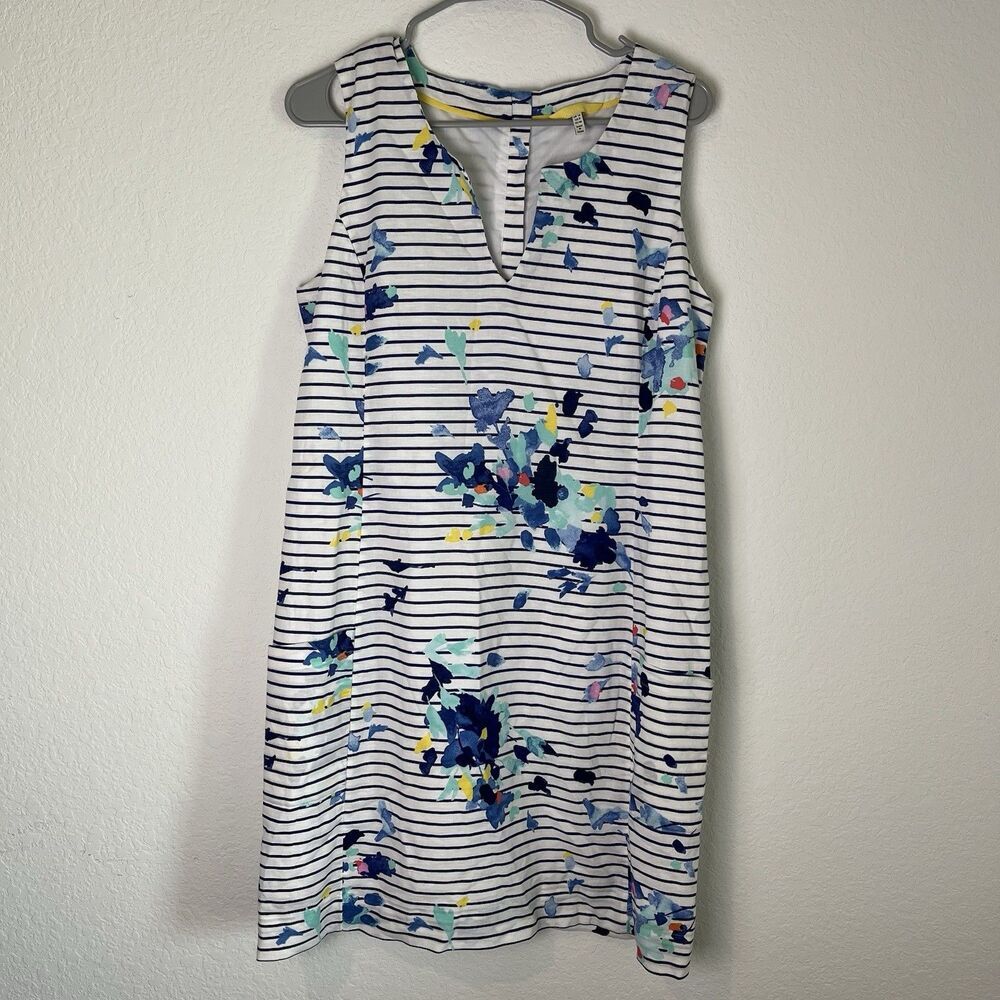 Joules Size US 8 Elayna Sheath Dress Floral Cotton Flax Sleeveless Lined Pockets